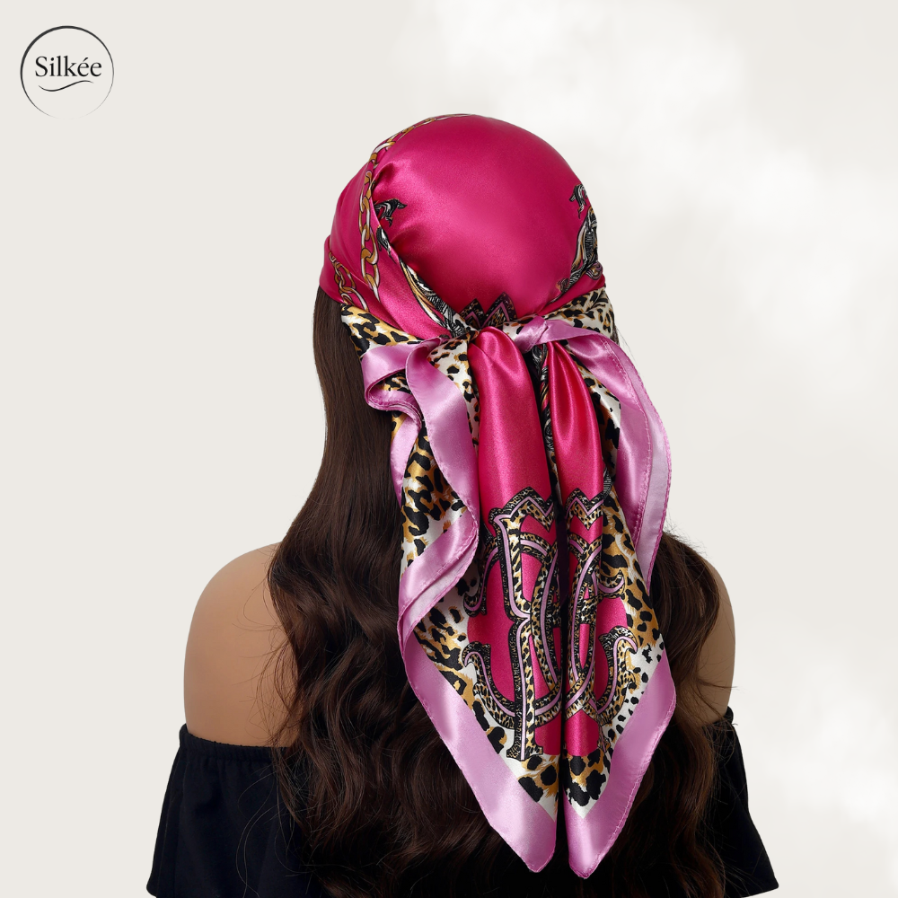 Foulard en soie léopard XL 90x90 cm