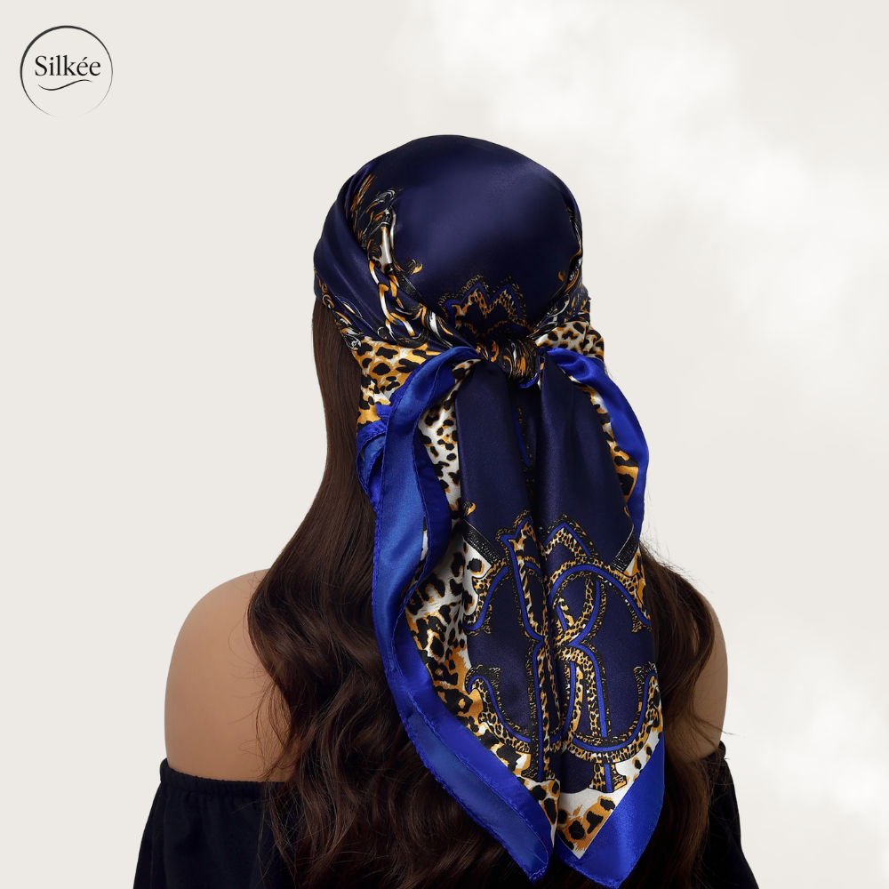 Foulard en soie léopard XL 90x90 cm