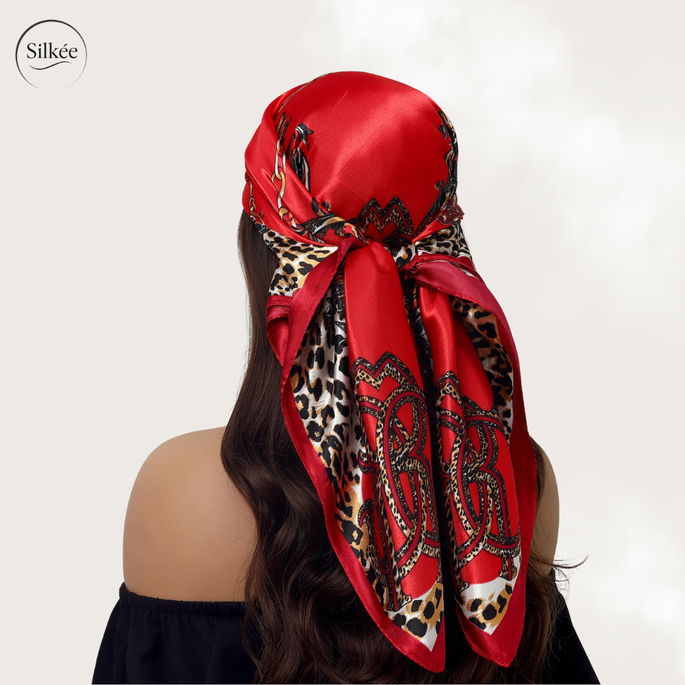Foulard en soie léopard XL 90x90 cm