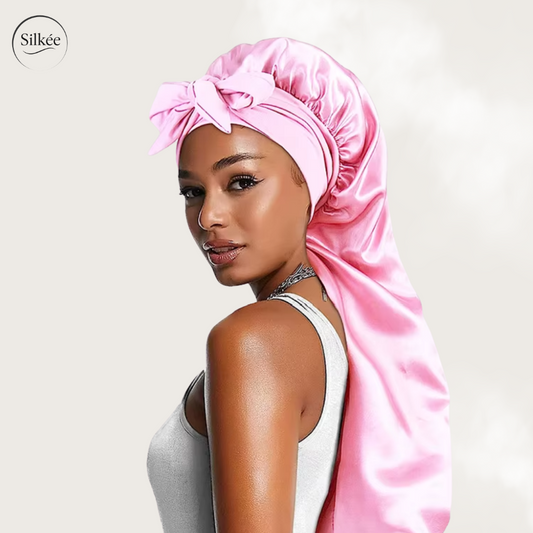 Bonnet de nuit en satin de soie extra-long XL